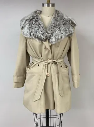 Vintage Faux Fur Trench Coat 16 thumbnail 1
