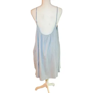 Wishlist Blue Gauze Swing Dress L Strappy Low Back Pockets Flowy thumbnail 9