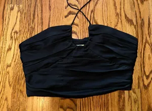 ZARA Black Tie Crop Top thumbnail 1