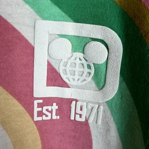 Walt Disney World Spirit Jersey Womens Medium Pink Green 70s Swirl Long Sleeve M thumbnail 5