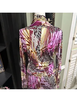 Ashro Tropical Purple and Burgundy Bodycon Dress Size Small thumbnail 6