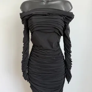 House of CB Black Ruched Mesh‎ Off Shoulder Long Sleeve Bodycon Dress thumbnail 3