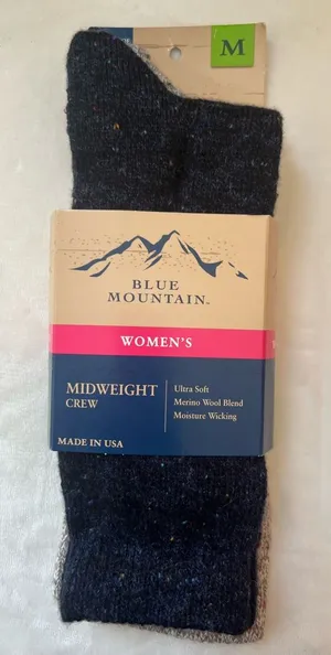 Blue Mountain Women’s Merino‎ Wool Crew Socks 2 thumbnail 1