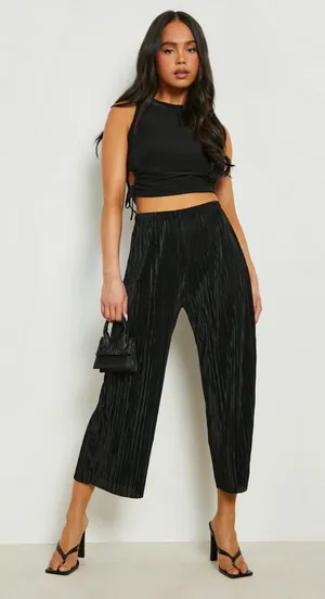 Petite Plisse Wide Leg Pants thumbnail 1