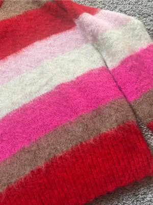 a new day Striped Crewneck Sweater in Red, Pink, Cream & Brown thumbnail 3