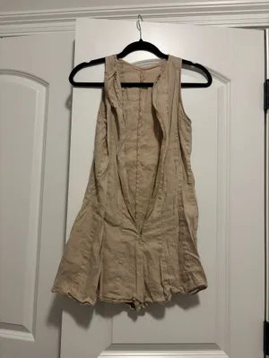 Gianni Bini Tan Linen Romper thumbnail 4