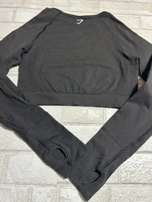 Gymshark Black Long-Sleeve Cropped Training Top thumbnail 3