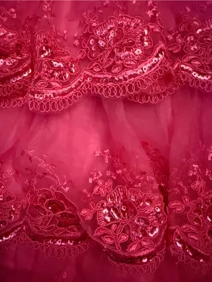 NWT Lulus Exquisite Drama Hot Pink Embroidered Sequin Tiered Mini Dress Size Med thumbnail 5