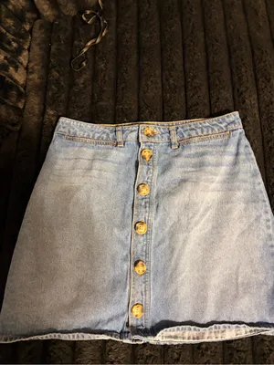 Harper Light Blue Denim Button-Front Mini Skirt thumbnail 2