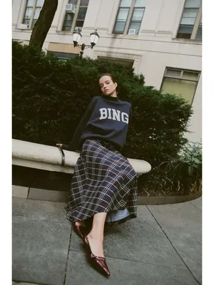 Anine Bing Bradie Sweatshirt in Navy Blue Large Womens Pullover thumbnail 14