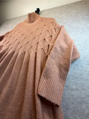Free People Jaci Wool Blend Sweater Dress Women’s XL Beige Mock Neck thumbnail 7