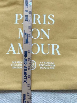 Sézane Paris Mon Amour Yellow Canvas Shoppers Tote thumbnail 5