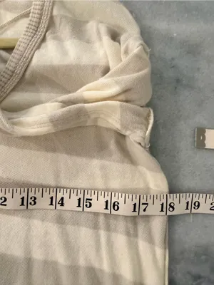 NWOT Free People We The Free Size M Tan Cream Striped Thermal Knit V Neck Top thumbnail 6