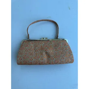 Vintage Japanese Metallic Brocade Tapestry Kiss Lock Clutch Frame Waso Bag Purse thumbnail 2
