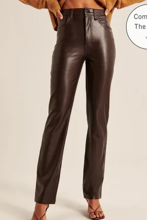 Abercrombie & Fitch Vegan Leather 90s Straight Pant size 8 thumbnail 8