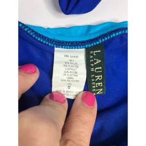 Lauren Ralph Lauren Bikini Women 8/10 Blue Excellent Colorblock Halter Two Piece thumbnail 5