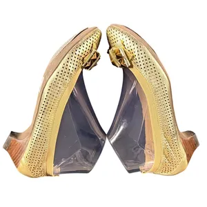 Staccato Gold Perforated Studded Ballet kitten heel Women‎ Size 39 thumbnail 4