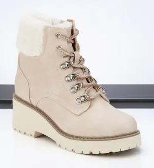 DV by Dolce Vita Russit Sherpa trim laced wedge ankle boots thumbnail 1
