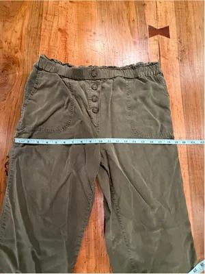 Love Tree Olive Green Tencel Cargo Pants Elastic Waist Button Fly Sz M High Rise thumbnail 8