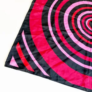 NWT Express Womens Vintage Black Red Pink Silk Bullseye Mod Retro Square Scarf thumbnail 2