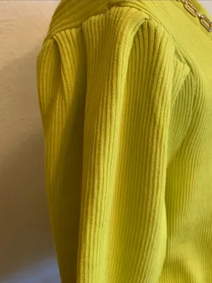 Nanette Lepore Kasper Neon Lime Chain-Trim Crewneck Sweater thumbnail 15