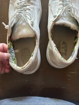 Hey Dude Women's Off-White Canvas Lace-Up Sneakers with Floral Lining thumbnail 4