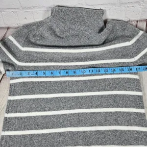 J. Crew Gray White Relaxed Stripe Turtleneck Sweater Dress XS Wool Blend BC720‎ thumbnail 7