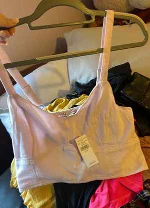 American Eagle Linen Crop Top thumbnail 1
