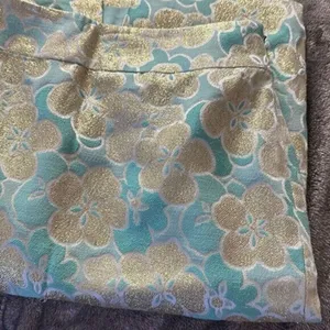 Antonio Melanie Pencil Skirt Women's Size 0 Teal Gold Floral Brocade thumbnail 7