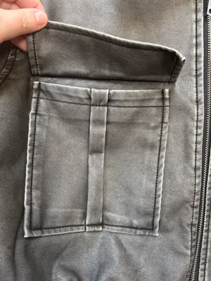 New Look Gray Faux Leather Aviator Jacket Fur Collar Y2K Cropped Moto thumbnail 3