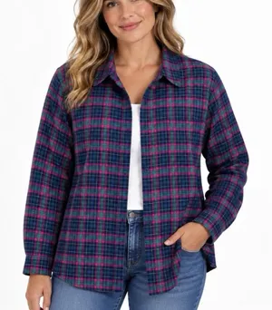 LL Bean Colorful Plaid Sherpa Fleece Lined Flannel Shirt Jacket Shacket Size XL thumbnail 1