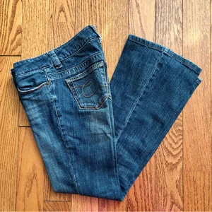 Calvin Klein Rare Classic Ultra Low Flare Y2K Dark Blue Jeans Women’s Size 25 thumbnail 8