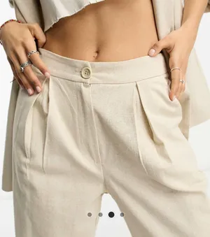 Reclaimed vintage menzy wide leg pants in stone thumbnail 3