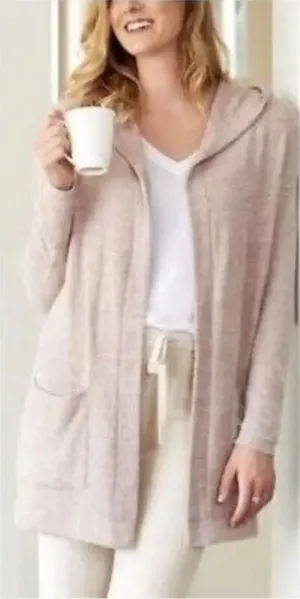 BAREFOOT DREAMS cozy chic lite size M hooded open front cardigan. thumbnail 1