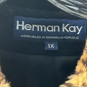 Herman Kay Vintage Black Wool Swing Coat Leopard Faux Fur Trim Plus 1X thumbnail 4