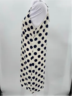Polka Dot Dress Cream & Navy Blue Halter Neckline Sleeveless Pink Owl Medium thumbnail 3