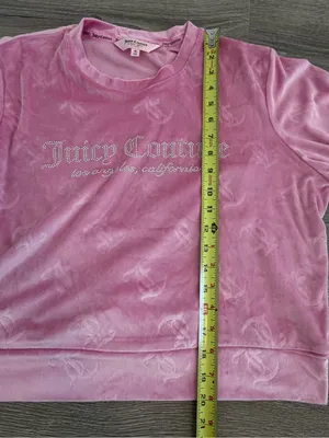 Juicy Couture Pink Velour Rhinestone Logo Pullover Sweatshirt XL thumbnail 8
