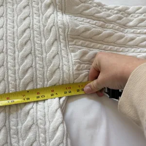 Womens Large‎ White Cable Knit Sweater Feminine Dainty Romantic Coquette Whimsy thumbnail 4