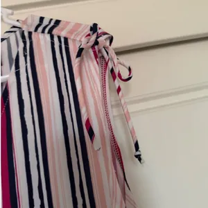 New Directions sz XL Striped Tie Sleeve Wide Leg Jumpsuit Romper Comfy Stretchy thumbnail 4