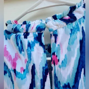 Crown & Ivy Blue and Purple Ruffled Blouse thumbnail 4