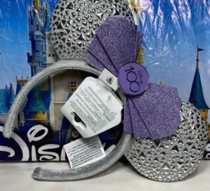 Disney Parks 100th anniversary silver Minnie Mouse ears NWT thumbnail 1