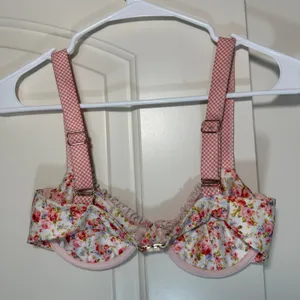 Strawberry Milk Mob Pink Floral Gingham Bikini Ruffle Wire Bra Top Young Love‎ S thumbnail 2