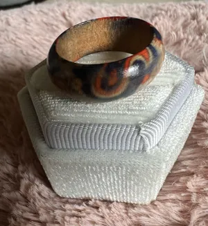 Retro Totem Pattern Ethnic Wooden Neutral Ring Size 8 thumbnail 1