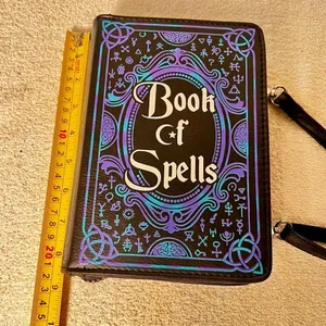 Spirit Halloween Book of Spells Adjustable Crossbody Bag Purple & Black Zip Top thumbnail 12