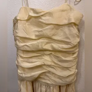 Zara ZW‎ Collection Drape Midi Yellow Dress Size L thumbnail 4