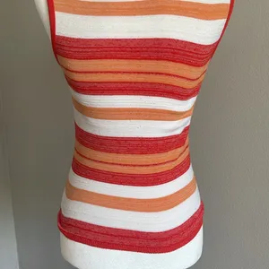 Vintage Striped Red and Orange Women's Top Size L thumbnail 4