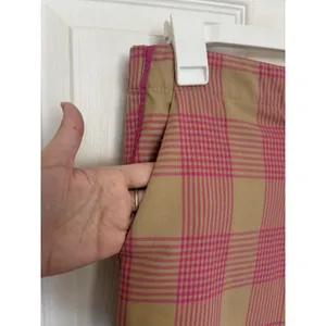 Anthropologie Maeve Tapered Pull-On Plaid Pants Pink Tan 6 Academia Preppy thumbnail 9