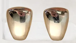 Vintage Clip On Earrings Slightly Curved Stylish Gold Tone Large Chunky - Marks thumbnail 1