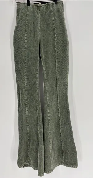 OLI & HALI corduroy high rise flare pants medium green thumbnail 1