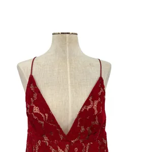 Free People Dangerous Love Lace Mini‎ Dress Red V Neck Low Back US 4 thumbnail 5